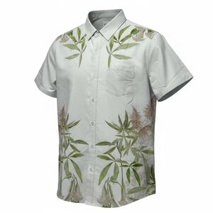 MAVRANS Greenery Button Up Shirt sz XL Short Sleeve Animal Print Coconut Husk